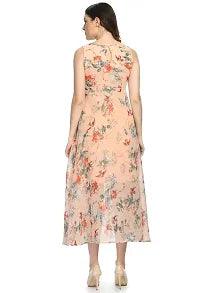 Stylish georgette Peach Printed Dress For Women