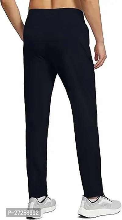 Stylish Black Polyester Spandex Solid Regular Fit Regular Track Pants For Men