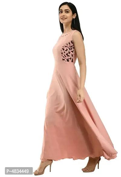 Women's Pink Crepe Sleeveless Gown