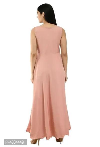 Women's Pink Crepe Sleeveless Gown