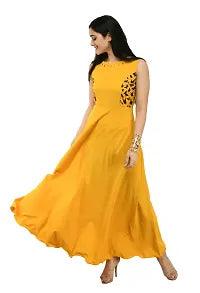 Women's Yellow Crepe Sleeveless Gown