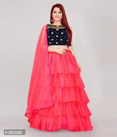 Trendy Attractive Net Ruffle Semi Stitched Lehenga Choli