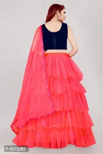 Trendy Attractive Net Ruffle Semi Stitched Lehenga Choli