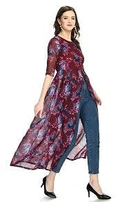 Stylish Georgette Maroon Printed Dress For Women