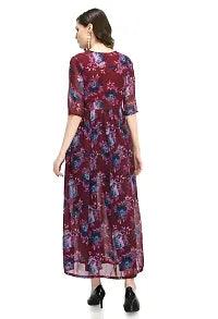 Stylish Georgette Maroon Printed Dress For Women