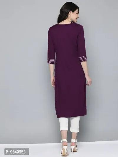 Purple Rayon Embroidered Kurtas For Women