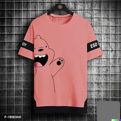 Peach Cotton Blend Tshirt For Men