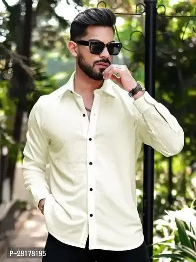 Mens Solid Slim Fit Popcorn Casual Shirt with Spread Collar Full Sleeves