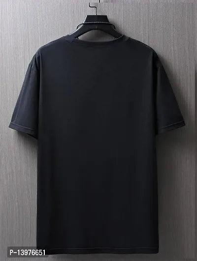 Reliable Black Cotton Blend Printed Round Neck Tees For Men