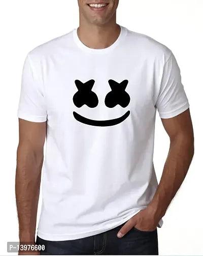 Reliable White Cotton Blend Printed Round Neck Tees For Men