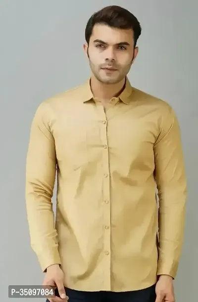 Reliable Golden Cotton Blend Solid Shirt For Men