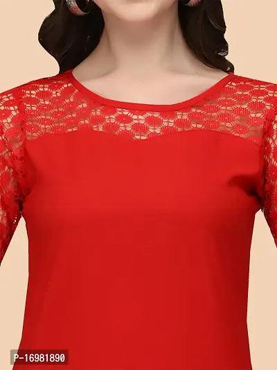 Trendy Red Crepe Kurti For Women