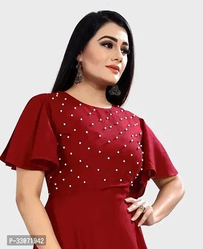 Stylish Maroon Rayon Solid Ethnic Gowns For Women