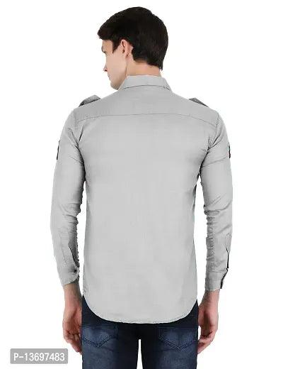 Stylish Cotton Blend Cargo Double Pocket Shirt For Men