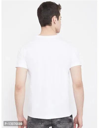 Reliable White Cotton Blend Printed Round Neck Tees For Men