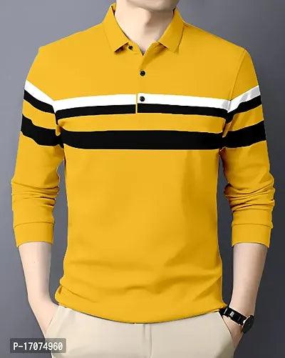 Men Cotton Blend Striped Polos