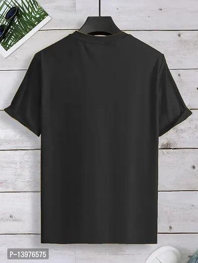 Reliable Black Cotton Blend Printed Round Neck Tees For Men