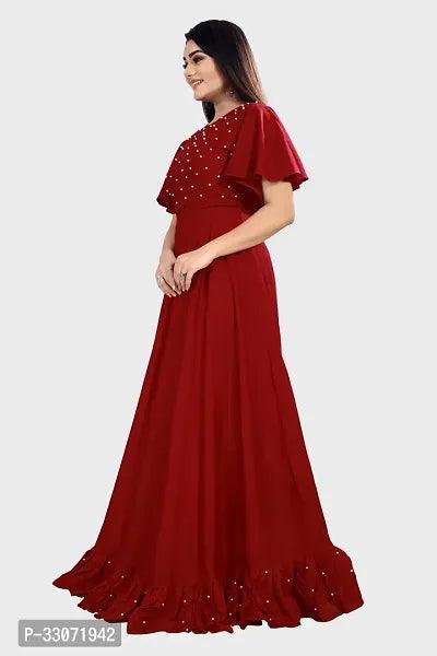 Stylish Maroon Rayon Solid Ethnic Gowns For Women