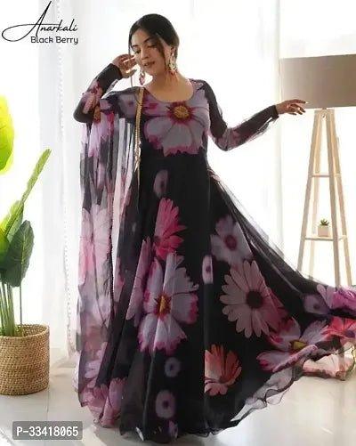 Attractive Georgette Gown for Women With Dupatta - Vibeclothings