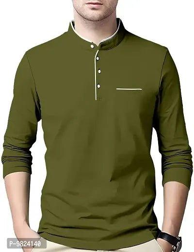 AUSK Men's Cotton Henley Neck Full Sleeve Solid Regular Fit T-Shirt - Vibeclothings