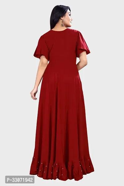 Stylish Maroon Rayon Solid Ethnic Gowns For Women