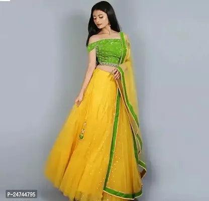 Stylish Multicoloured Net Lehenga Choli Set For Women