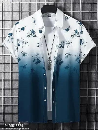 Reliable Blue Cotton Printed Short Sleeves Casual Shirts For Men