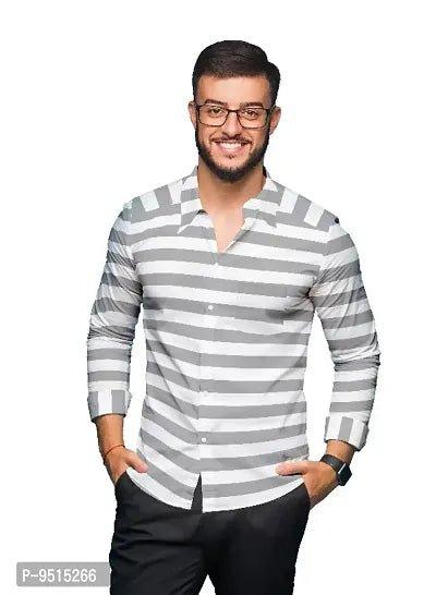 Classic Cotton Blend Striped Casual Shirts for Men - Vibeclothings