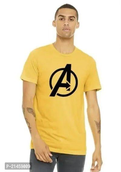 Classic Yellow Polyester Printed Round Neck Tees For Men - Vibeclothings