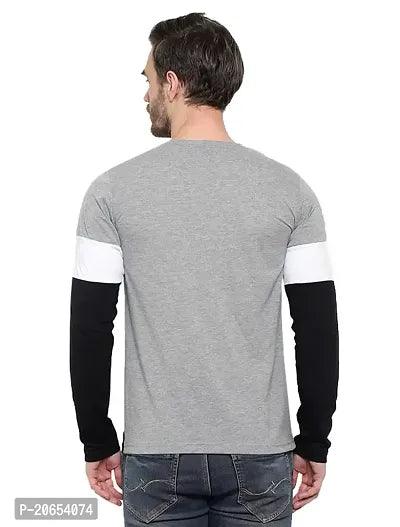 JOZMER Men's Regular Fit Round Neck Color Block Full Sleeve T-Shirt