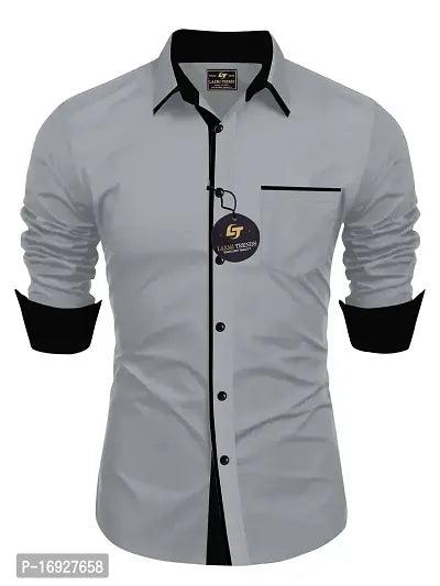 Stylish Cotton Grey Solid Shirt For Men