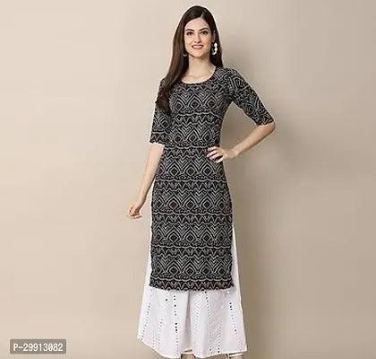 Elegant Black Printed Crepe Kurta For Women