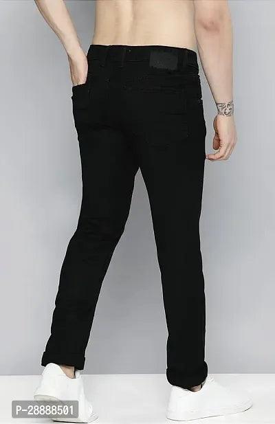 Stylish Black Denim Distress Mid-Rise Jeans For Men