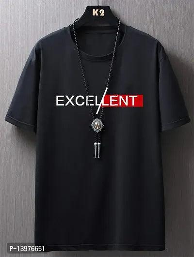 Reliable Black Cotton Blend Printed Round Neck Tees For Men